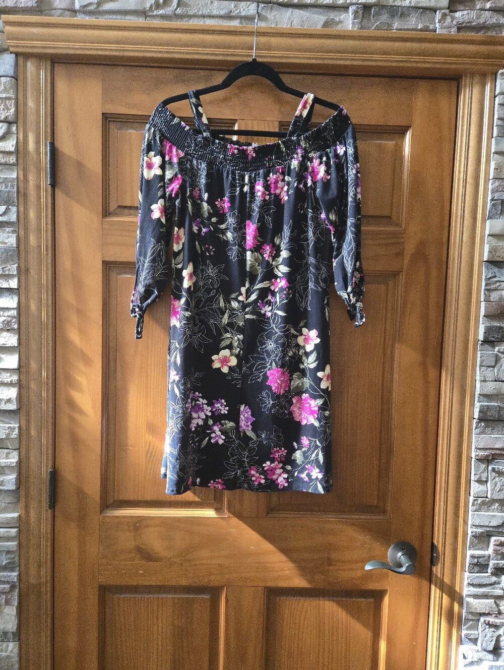 French Laundry Cold Shoulder 3/4 Sleeve Knee Length Dress Size M
